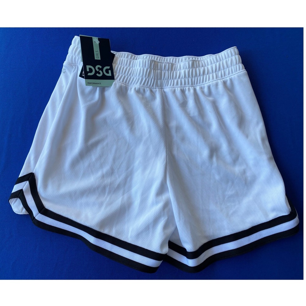 DSG Girls White Mesh Performance Mid Rise Athletic Shorts Size Medium 10-12 NWT